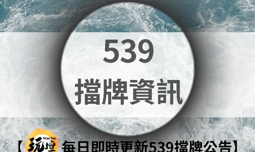 最新539擋牌通知｜【玩壇每日即時更新539擋牌公告】