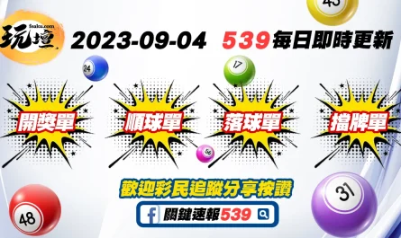 2023-09-04｜539擋牌單、539落球單、539開獎單、539順球單，普渡過後運勢有否上升